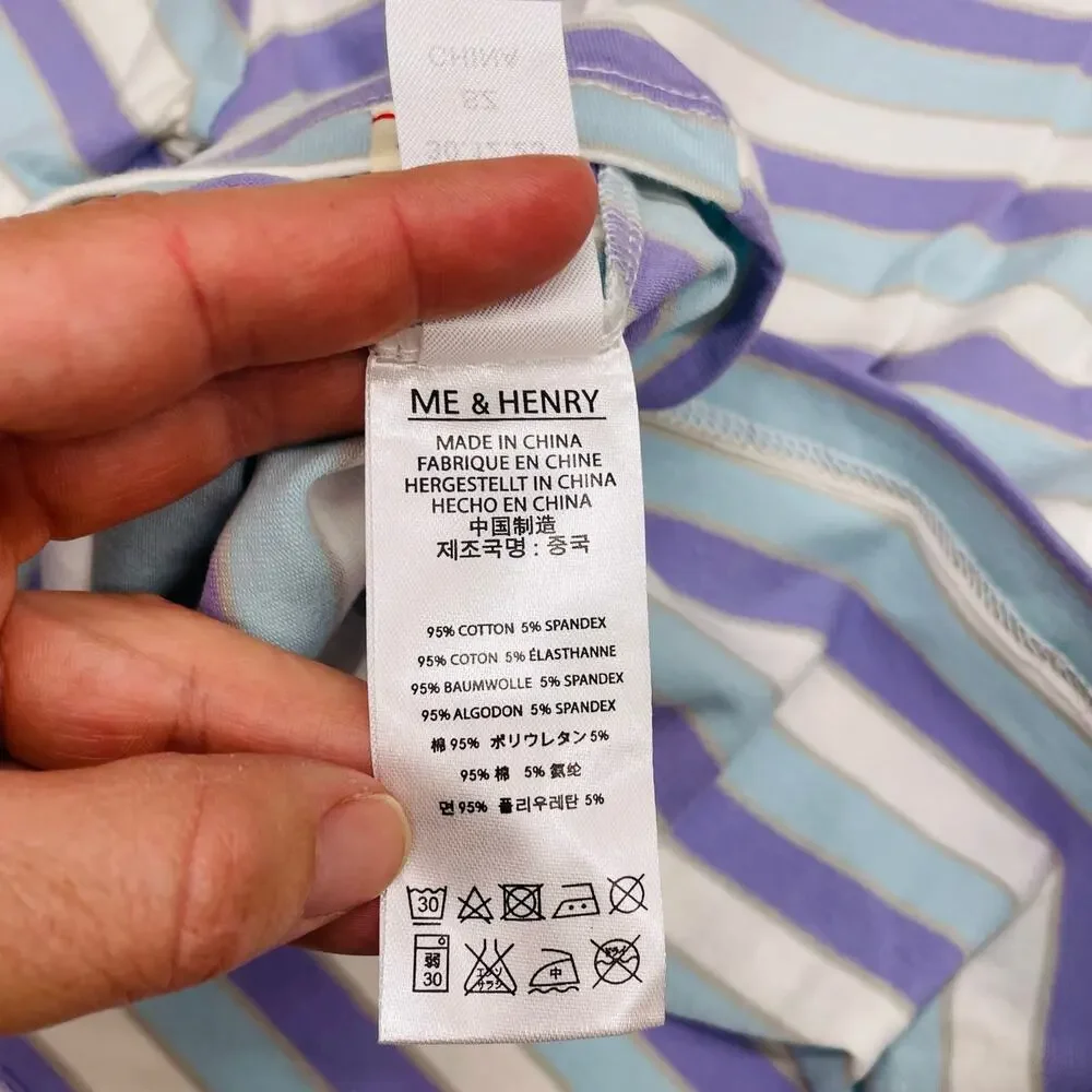 NWT Me & Henry 8/9Y Lilac & Blue Stripe Flagstaff Polo